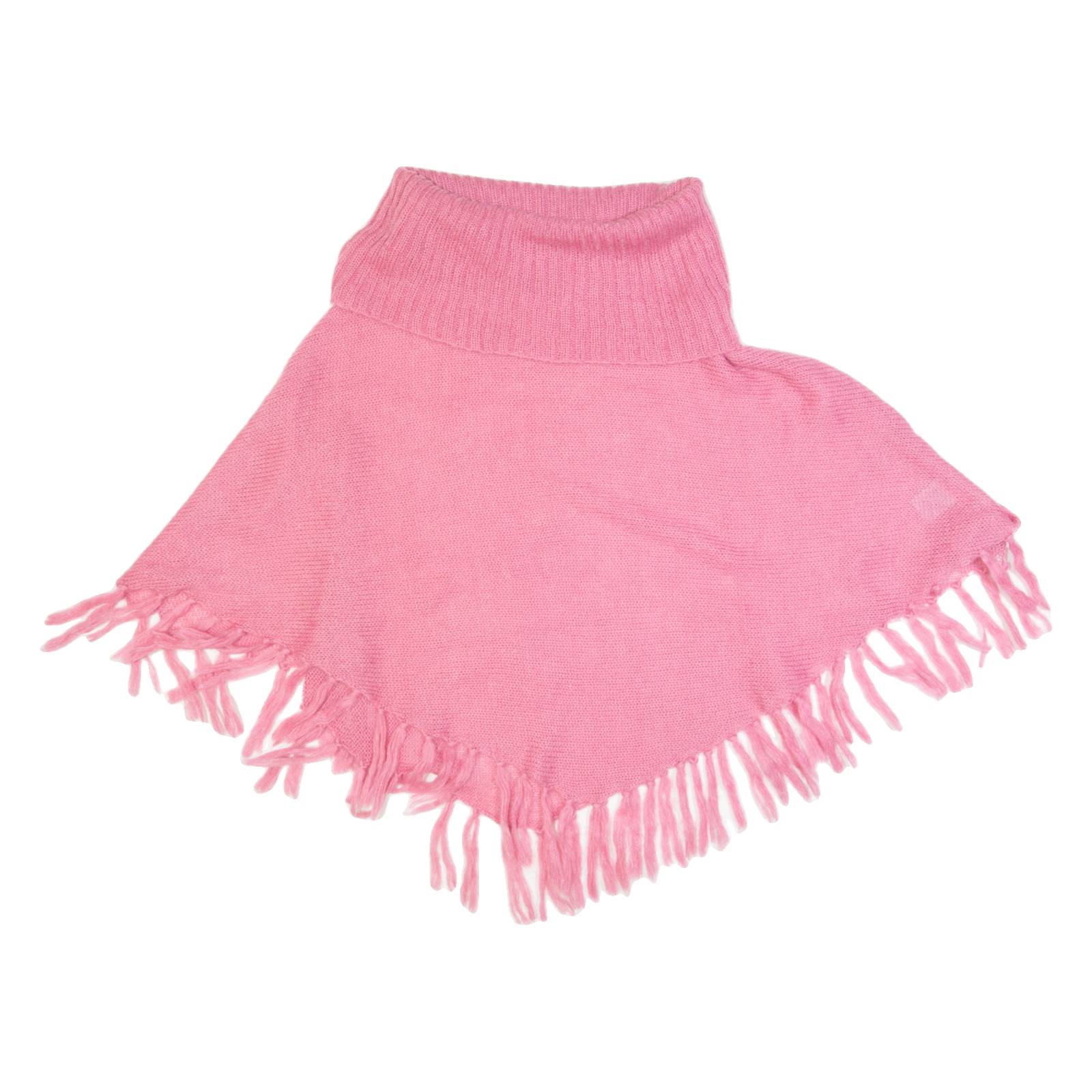 GUESS Poncho Womens Jumper Pink Roll Neck Tight Knit Short Sleeve Mohair S