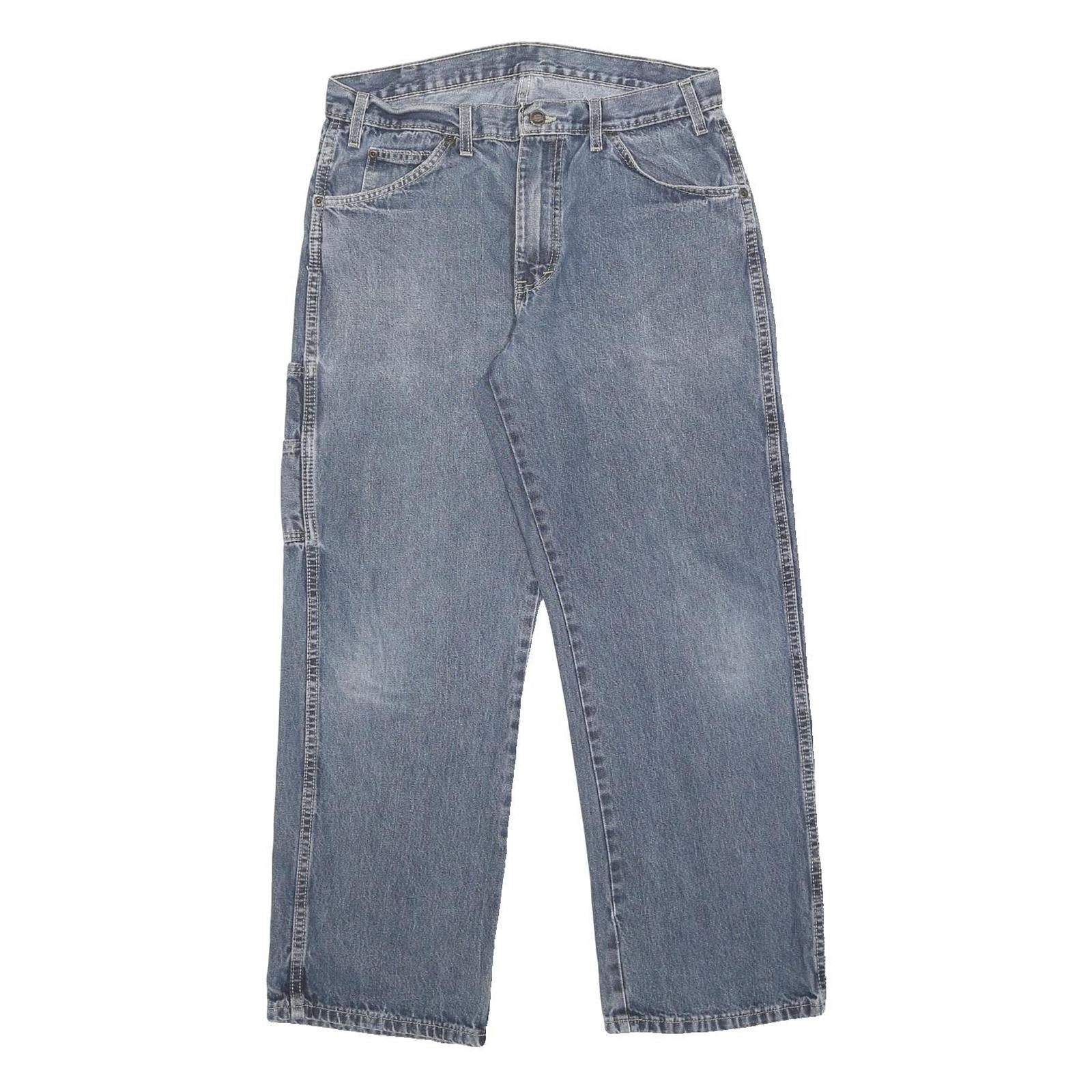 DICKIES Mens Jeans Blue Loose Straight Denim Medium W33 L30 Workwear Casual