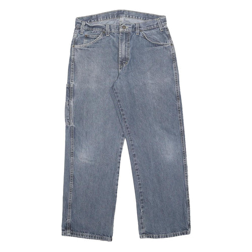 DICKIES Mens Jeans Blue Loose Straight Denim Medium W33 L30 Workwear Casual