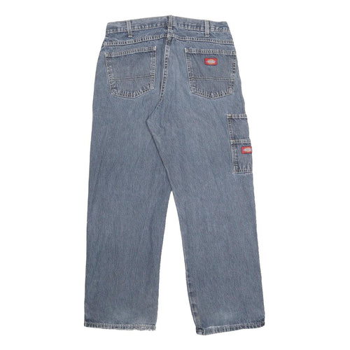 DICKIES Mens Jeans Blue Loose Straight Denim Medium W33 L30 Workwear Casual