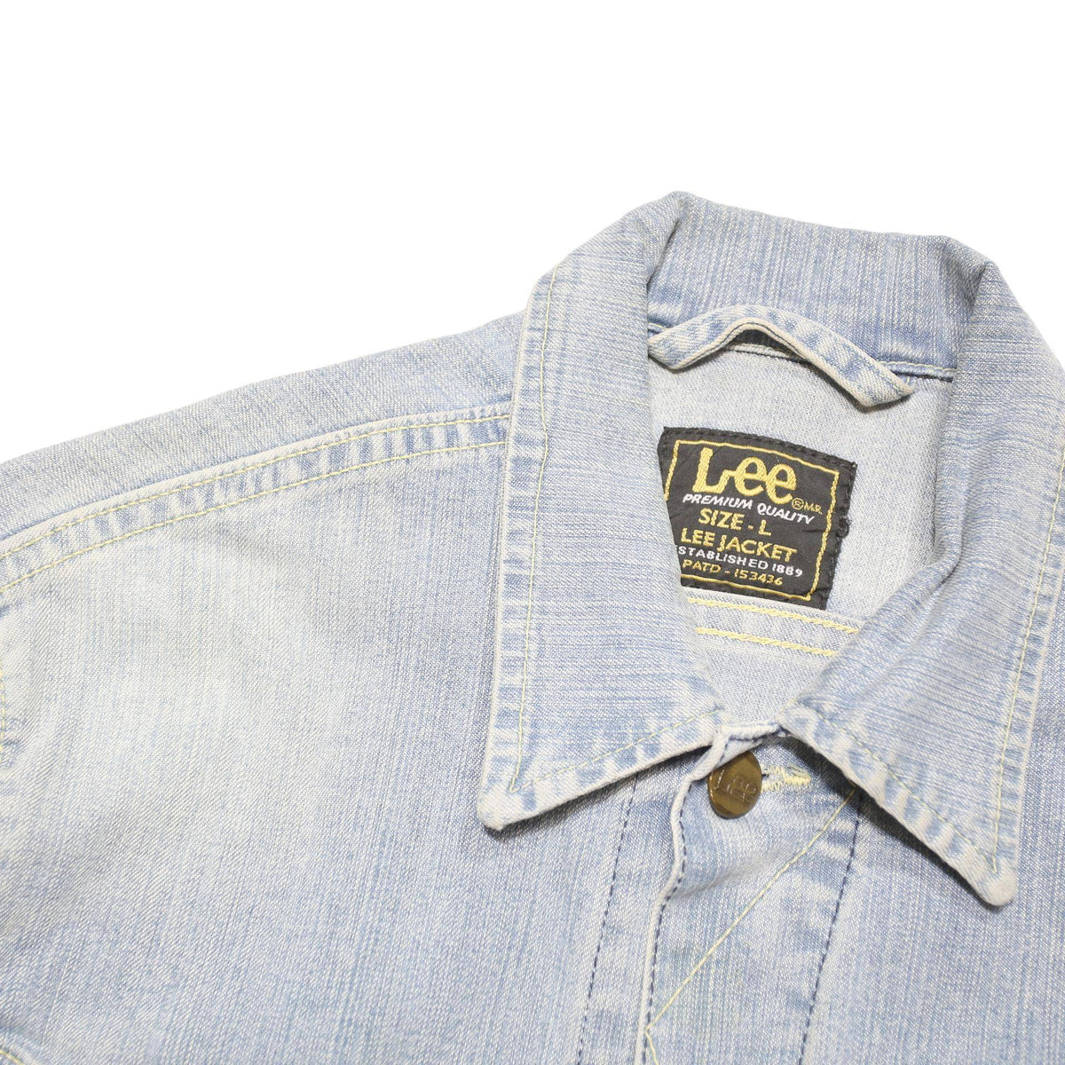 LEE Womens Blue Denim Jacket L Cotton Blend Button Closure Classic Fit
