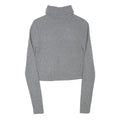 Womens Grey Plain Acrylic Blend Cropped Roll Neck Basic Knit Jumper XS Soft
