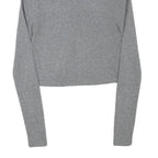 Womens Grey Plain Acrylic Blend Cropped Roll Neck Basic Knit Jumper XS Soft