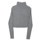 Womens Grey Plain Acrylic Blend Cropped Roll Neck Basic Knit Jumper XS Soft