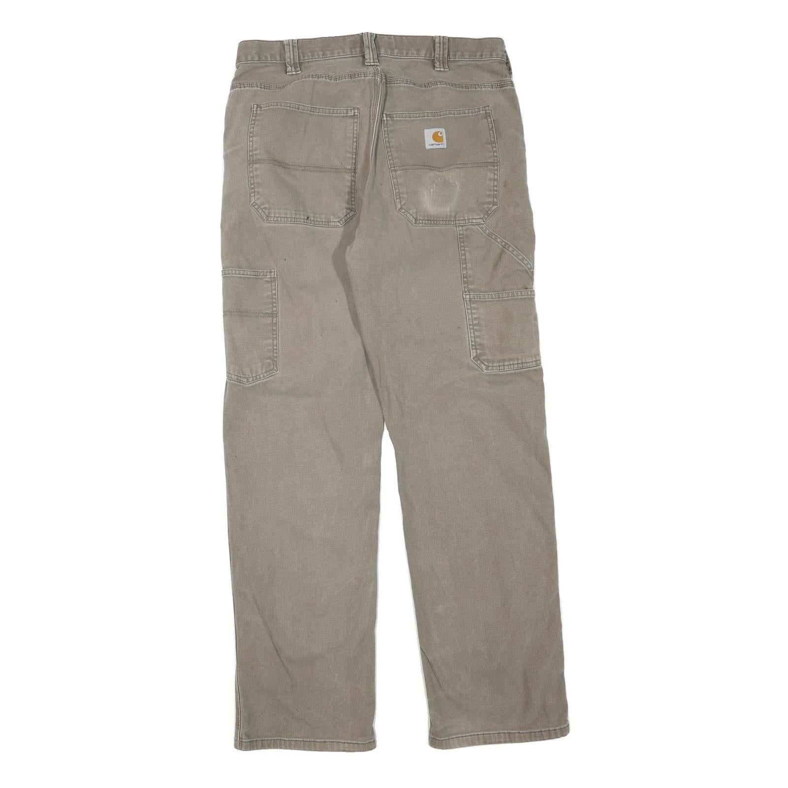 CARHARTT Mens Cotton Blend Beige Regular Straight Trousers W32 L30 Workwear