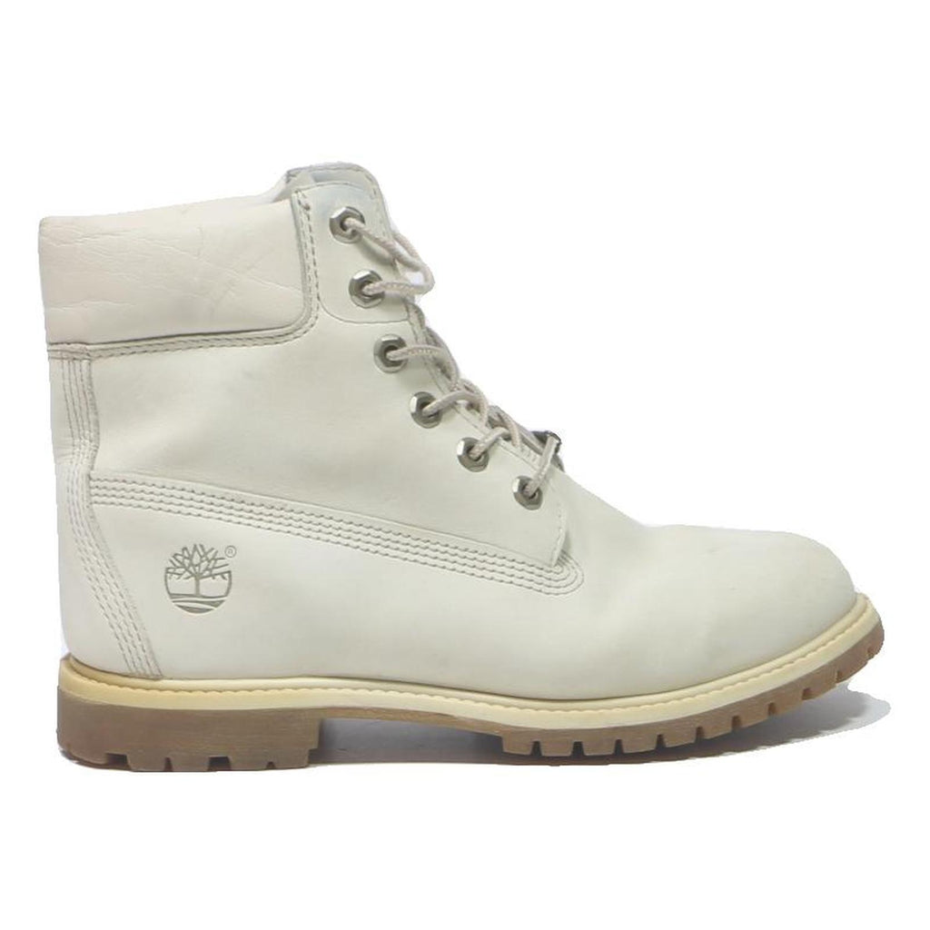 TIMBERLAND Womens Lace-Up Ankle Boots White Leather UK 6 Rugged Outdoor Style