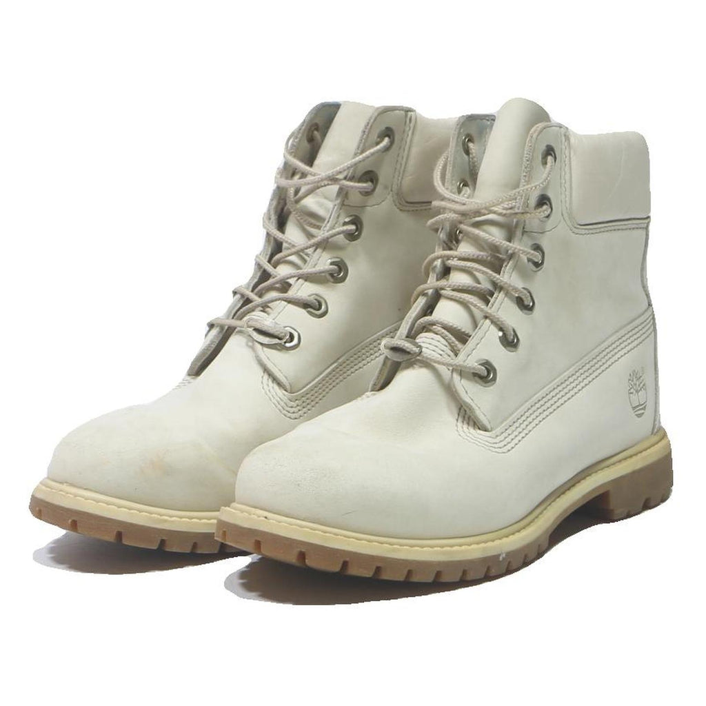 TIMBERLAND Womens Lace-Up Ankle Boots White Leather UK 6 Rugged Outdoor Style
