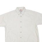 WRANGLER Mens White L Cotton Blend Casual Short Sleeve Shirt Button Down