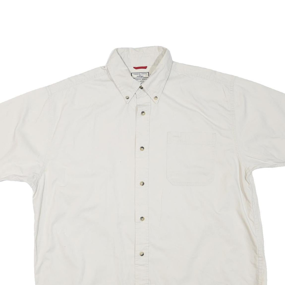 WRANGLER Mens White L Cotton Blend Casual Short Sleeve Shirt Button Down