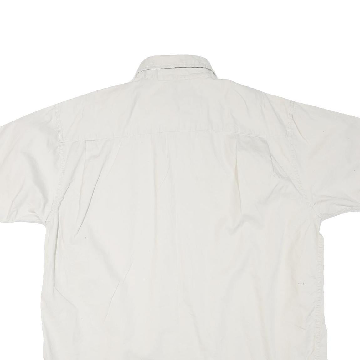 WRANGLER Mens White L Cotton Blend Casual Short Sleeve Shirt Button Down