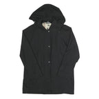 BURBERRY Womens Black Hooded Zip Jacket UK 12 Polyester Blend Plain Casual
