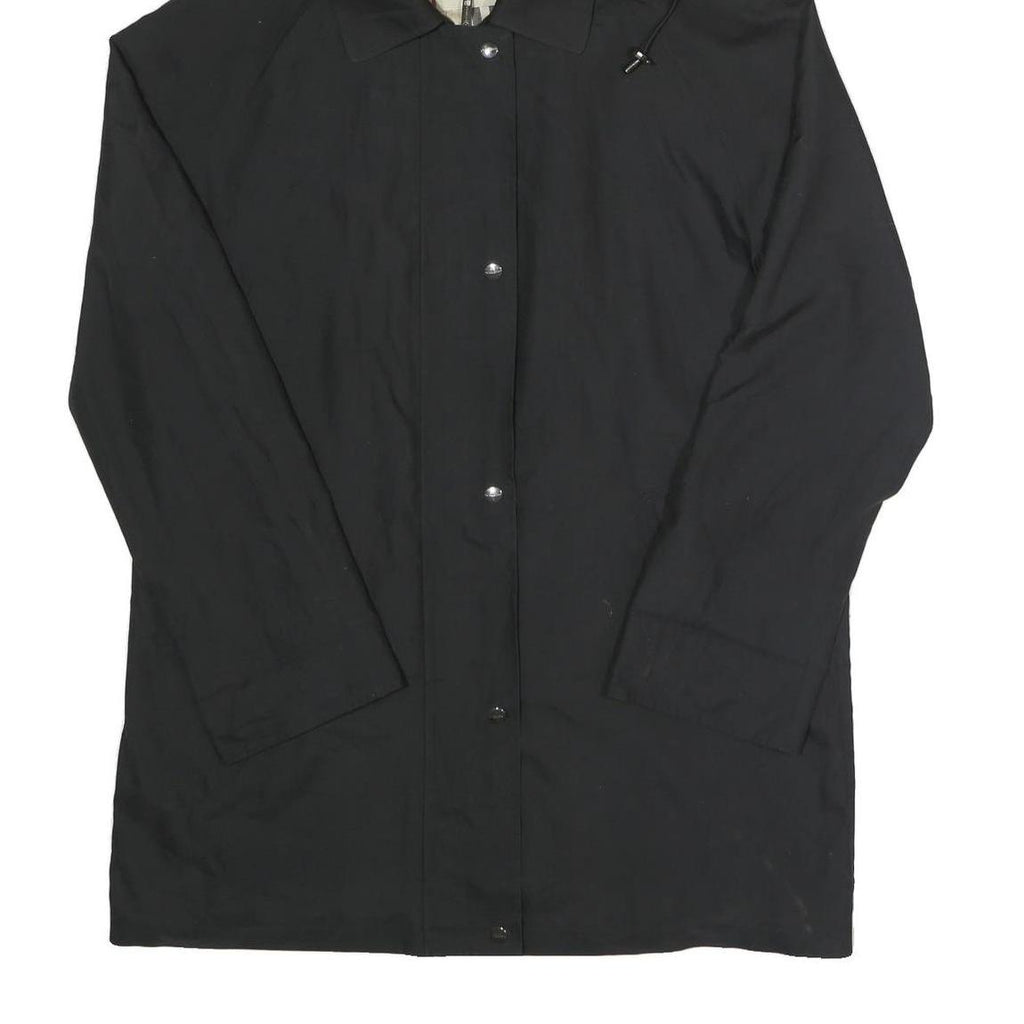 BURBERRY Womens Black Hooded Zip Jacket UK 12 Polyester Blend Plain Casual