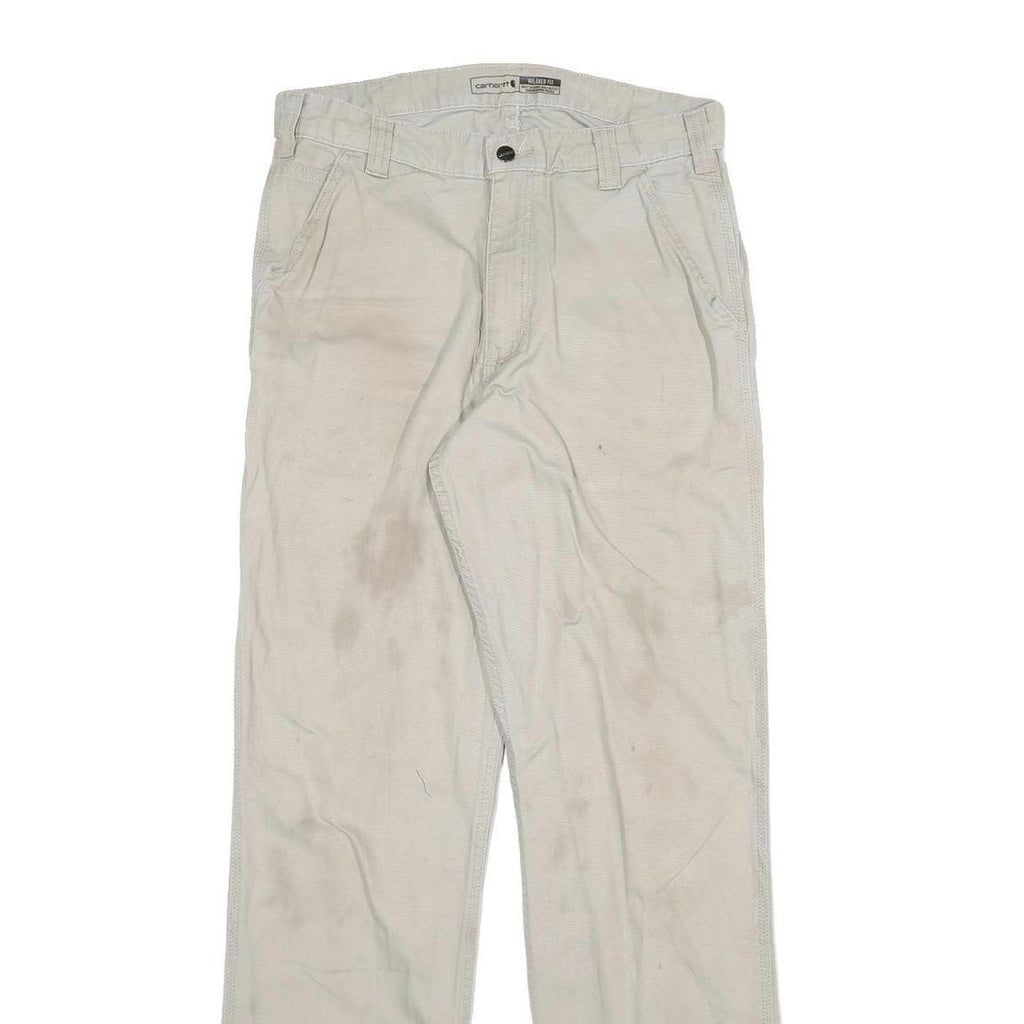 CARHARTT Mens Cotton Blend Beige Regular Fit Straight Leg Trousers W32 L33