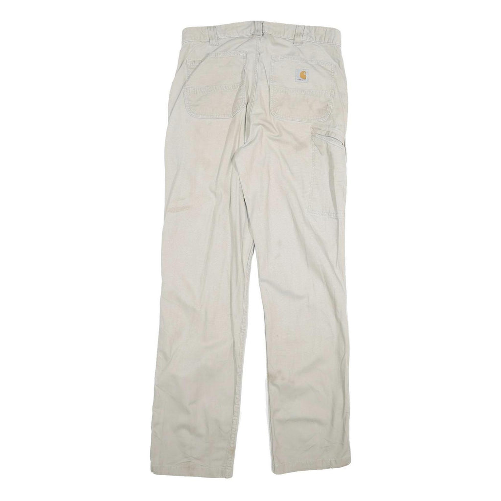 CARHARTT Mens Cotton Blend Beige Regular Fit Straight Leg Trousers W32 L33