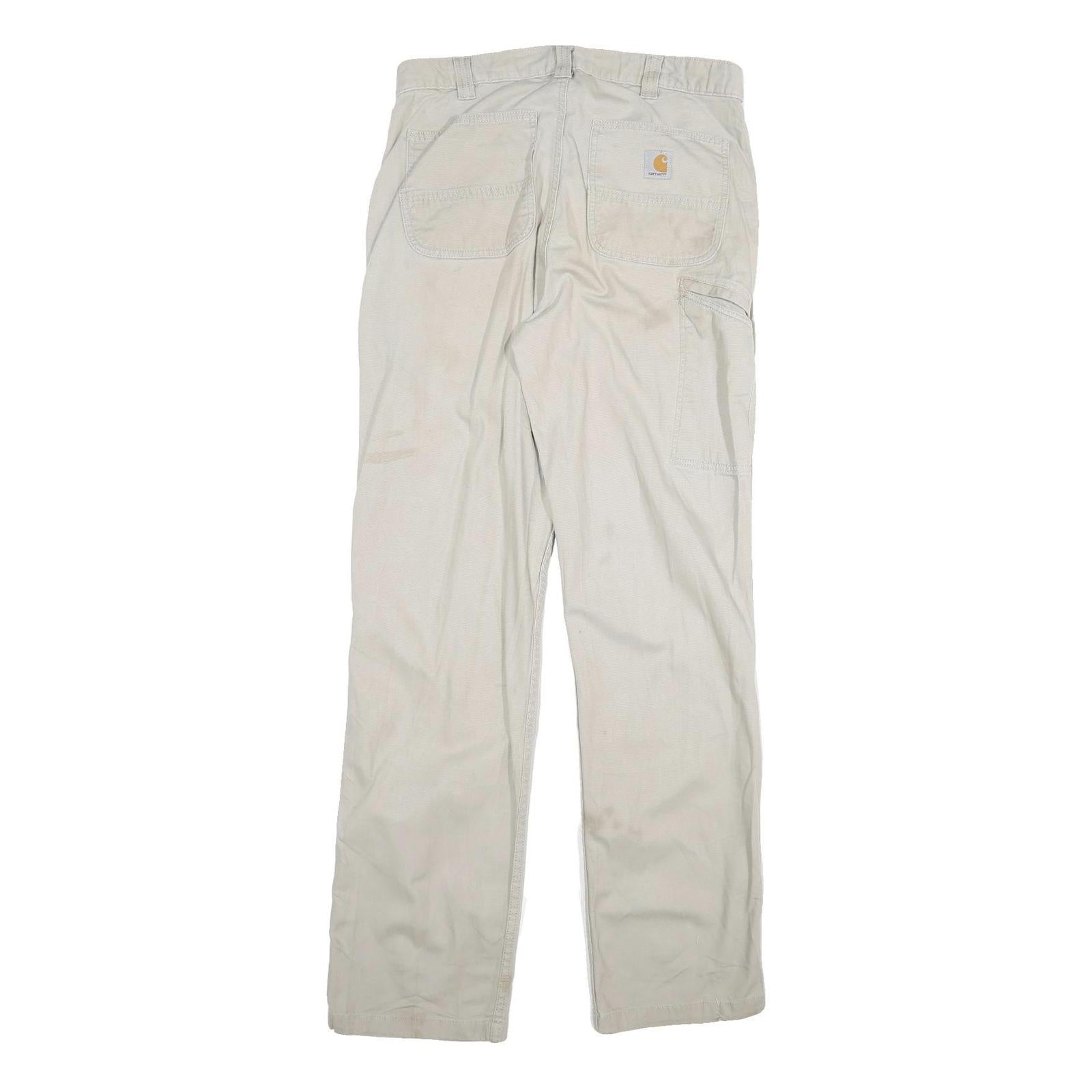 CARHARTT Mens Cotton Blend Beige Regular Fit Straight Leg Trousers W32 L33
