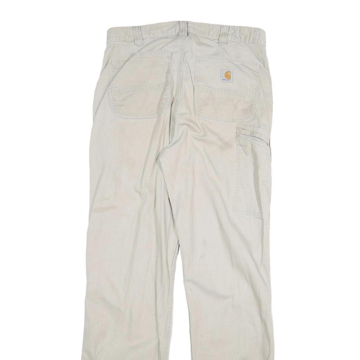 CARHARTT Mens Cotton Blend Beige Regular Fit Straight Leg Trousers W32 L33