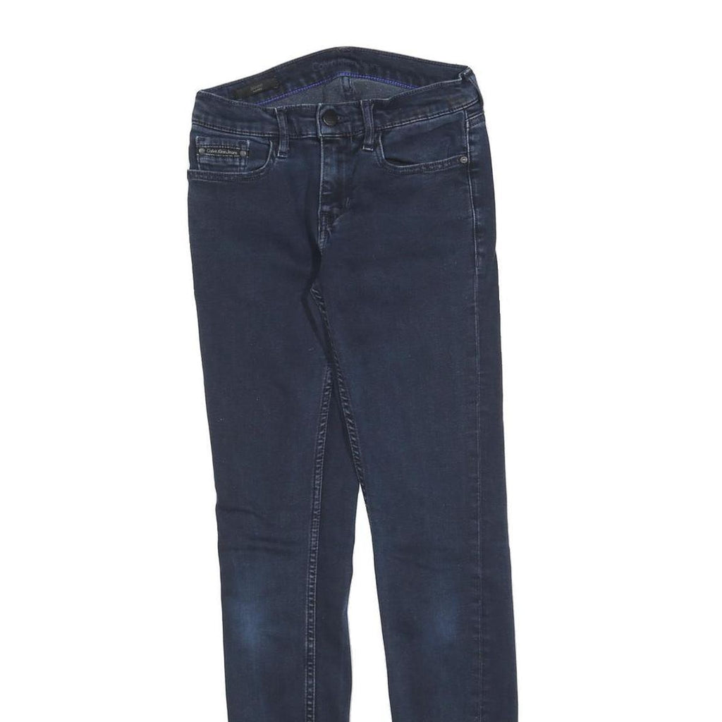 Calvin Klein Womens Slim Skinny Denim Jeans Blue Cotton Blend W24 L28 Zip
