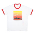 HANES Mens White & Red Great Race Graphic T-Shirt L Short Sleeve Crew Neck