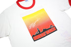 HANES Mens White & Red Great Race Graphic T-Shirt L Short Sleeve Crew Neck