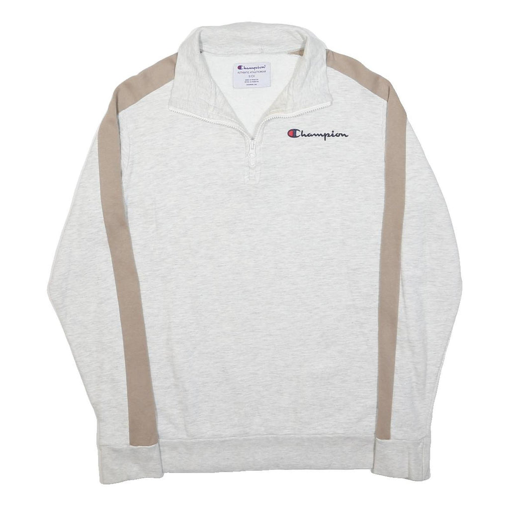CHAMPION Womens Cream & Beige Zip Jacket S Cotton Blend Plain Casual Sport