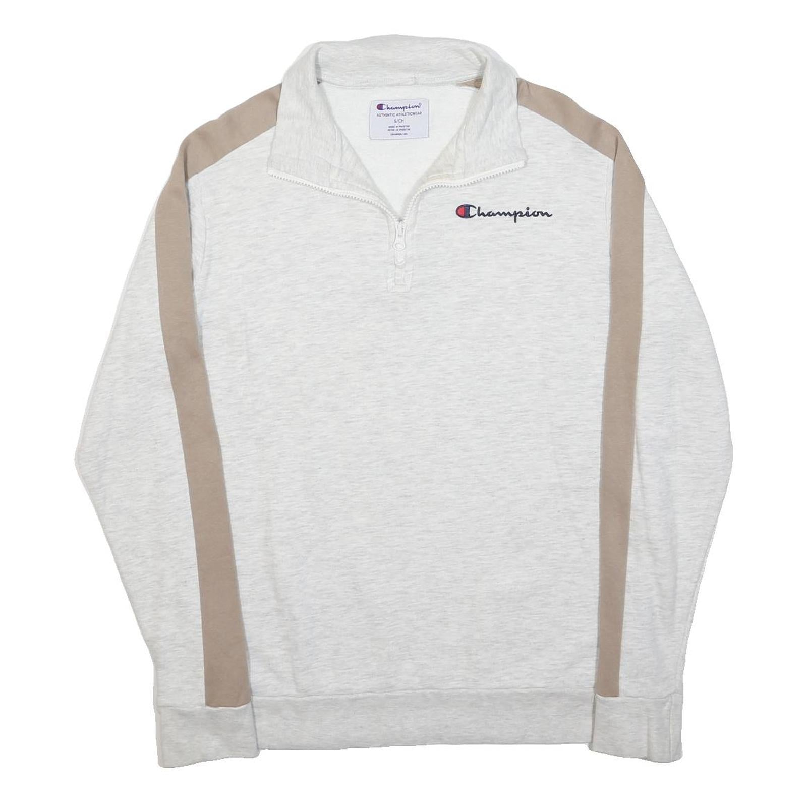 CHAMPION Womens Cream & Beige Zip Jacket S Cotton Blend Plain Casual Sport
