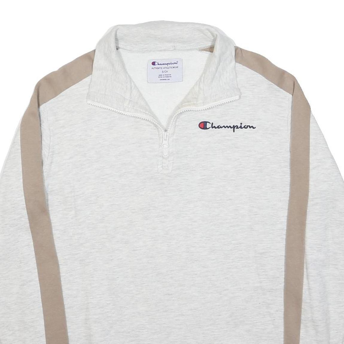 CHAMPION Womens Cream & Beige Zip Jacket S Cotton Blend Plain Casual Sport