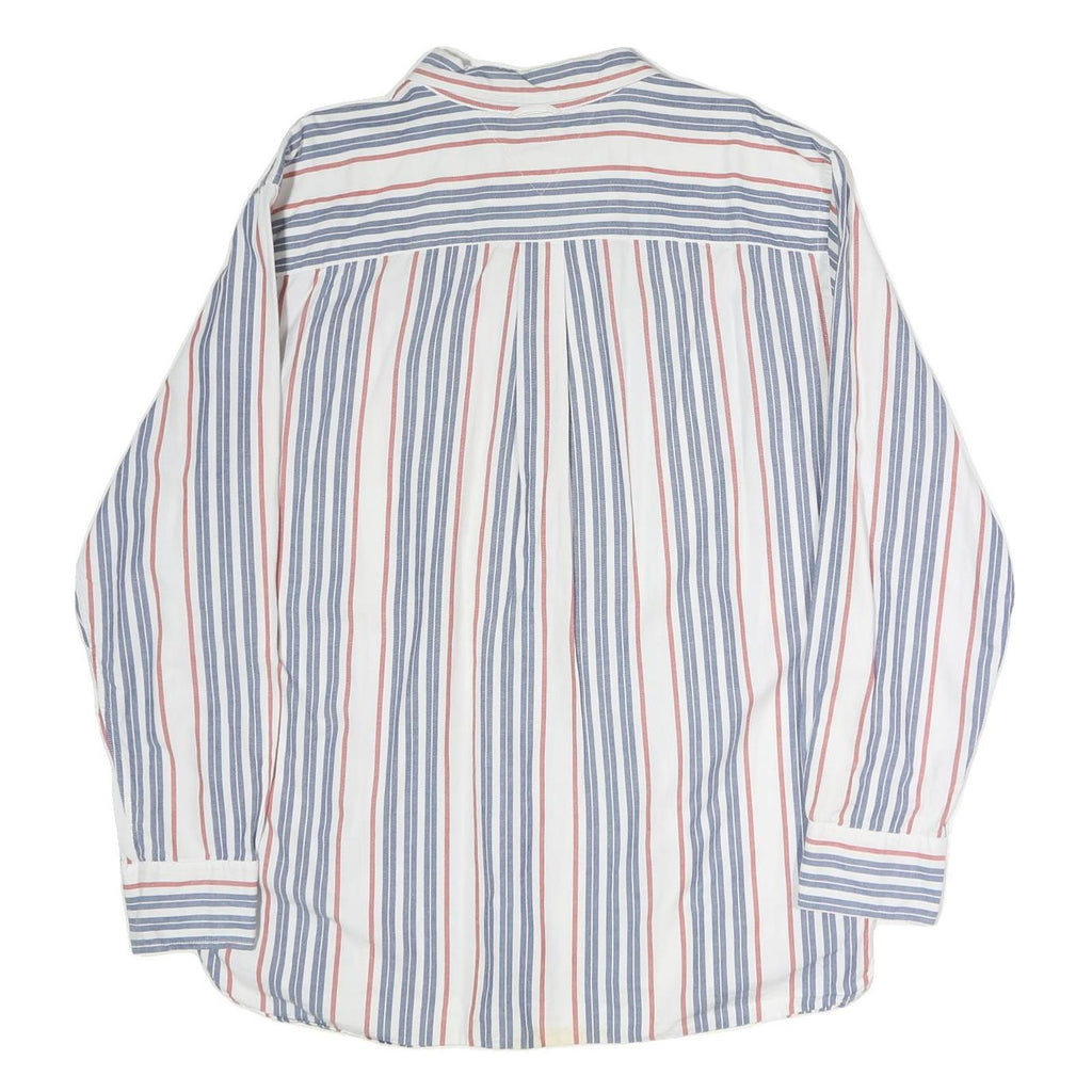 TOMMY HILFIGER Mens Blue & Red Stripe Shirt 2XL Cotton Casual Long Sleeve