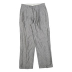 Mens Relaxed Grey Plain Trousers W30 L30 Casual Zip Closure Comfortable
