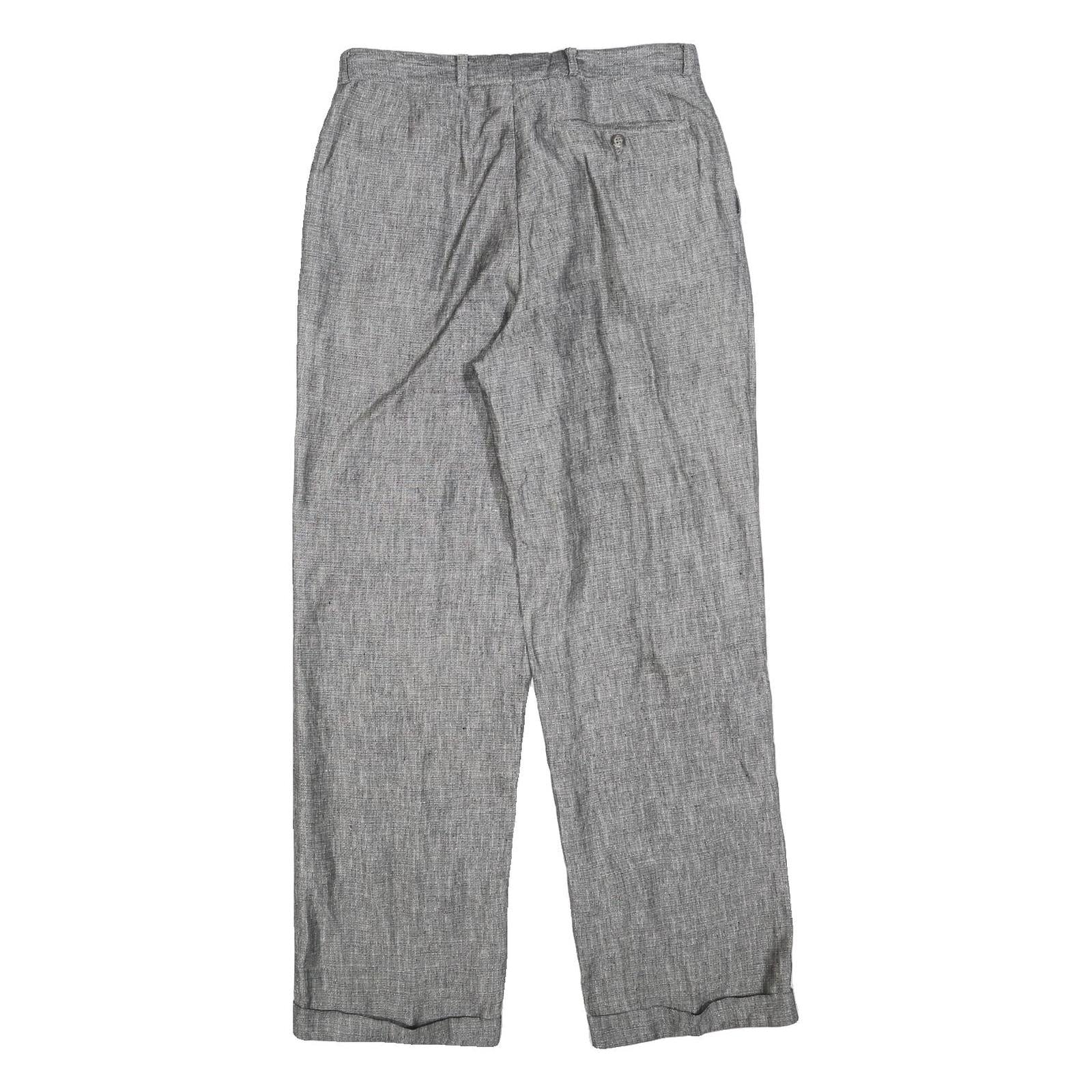 Mens Relaxed Grey Plain Trousers W30 L30 Casual Zip Closure Comfortable