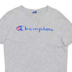 CHAMPION Mens Grey Blue Logo Graphic T-Shirt M Short Sleeve Crew Neck Casual