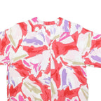 Womens Red Pink Purple White Printed Viscose Shirt Short Sleeve Button Neck L