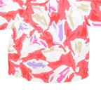 Womens Red Pink Purple White Printed Viscose Shirt Short Sleeve Button Neck L