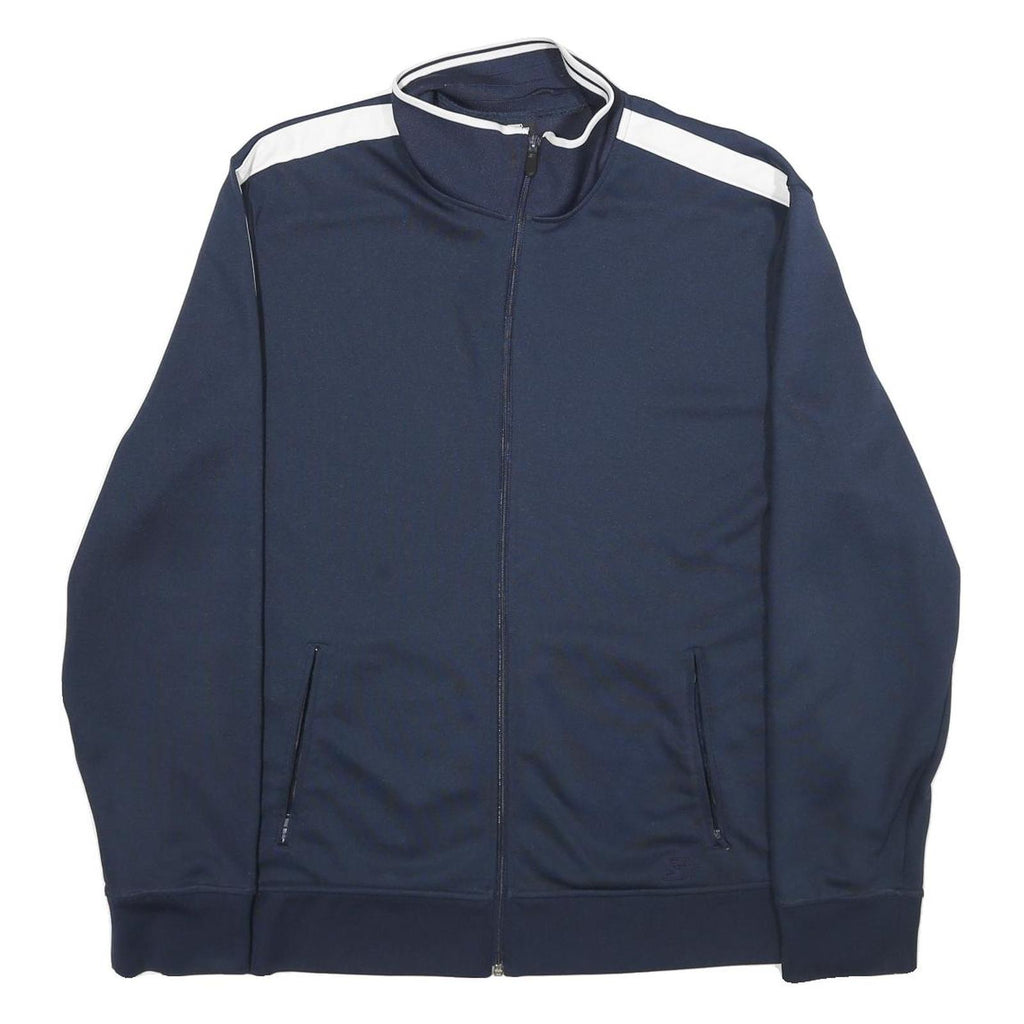 STARTER Mens Navy Blue & White Zip Up Jacket XL Polyester Plain Sport Track