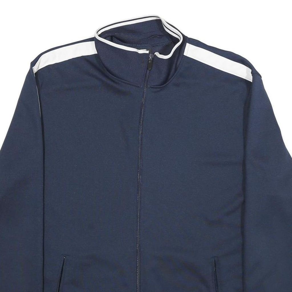 STARTER Mens Navy Blue & White Zip Up Jacket XL Polyester Plain Sport Track