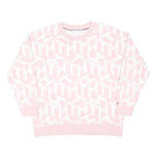 TOMMY HILFIGER Womens Pink & White Patterned Cotton Blend Jumper Crew Neck Basic