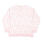 TOMMY HILFIGER Womens Pink & White Patterned Cotton Blend Jumper Crew Neck Basic
