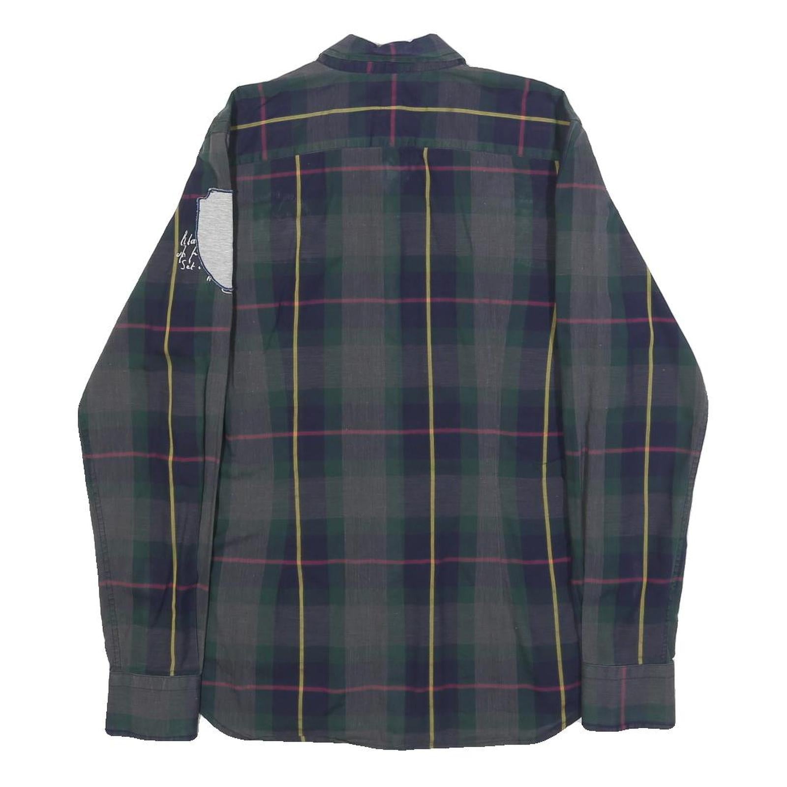 LA MARTINA Mens Green & Blue Checked Shirt S Cotton Button Down Polo Crest