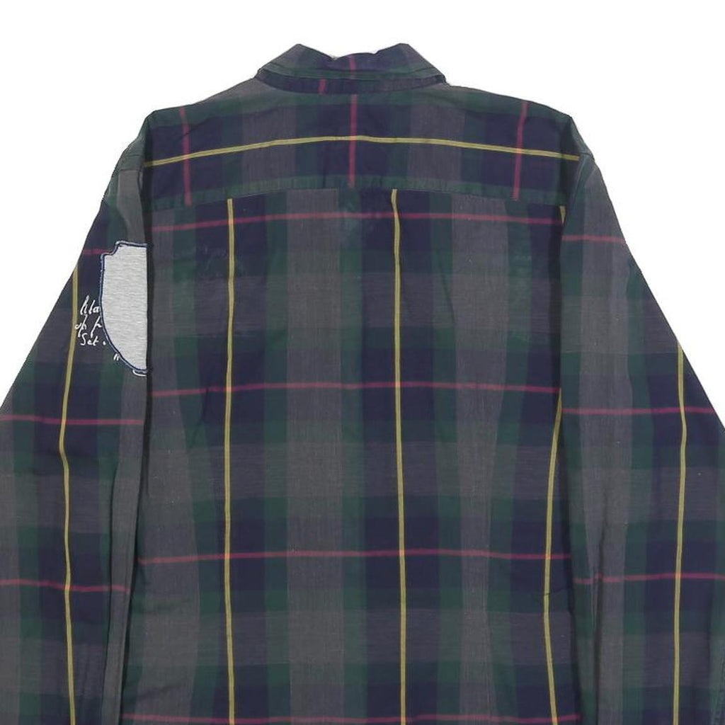 LA MARTINA Mens Green & Blue Checked Shirt S Cotton Button Down Polo Crest