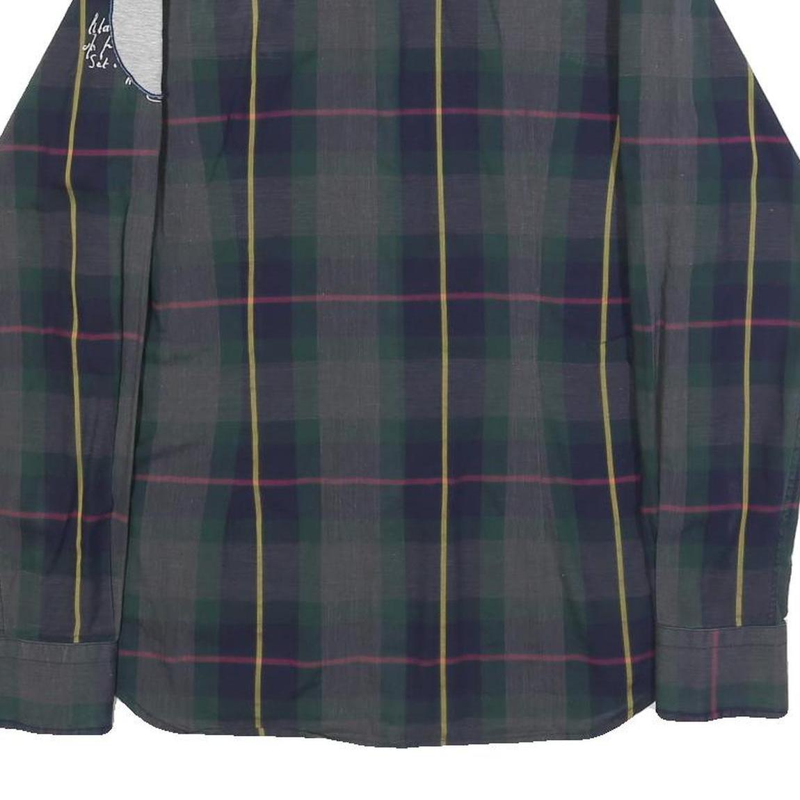 LA MARTINA Mens Green & Blue Checked Shirt S Cotton Button Down Polo Crest