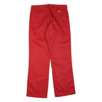 DICKIES Womens Red Regular Fit Straight Trousers W32 L31 Workwear Zip Polyester