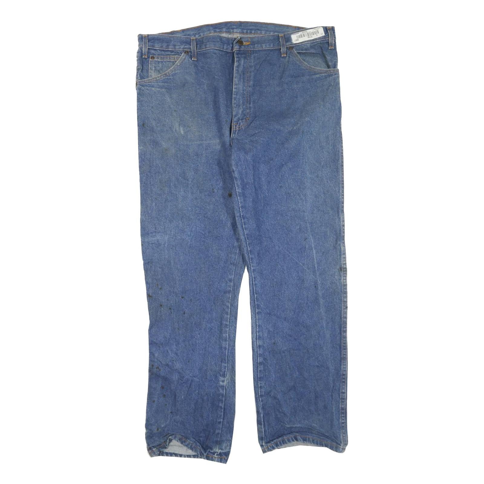 DICKIES Mens Regular Fit Blue Denim Jeans W40 L32 Cotton Blend Zip Classic