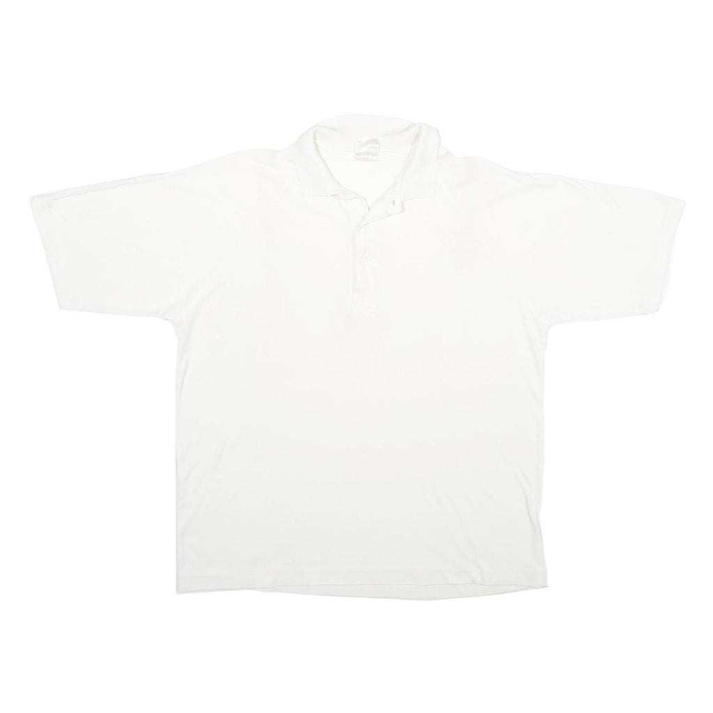 Mens White Short Sleeve Cotton Polo Shirt M Plain Basic Casual