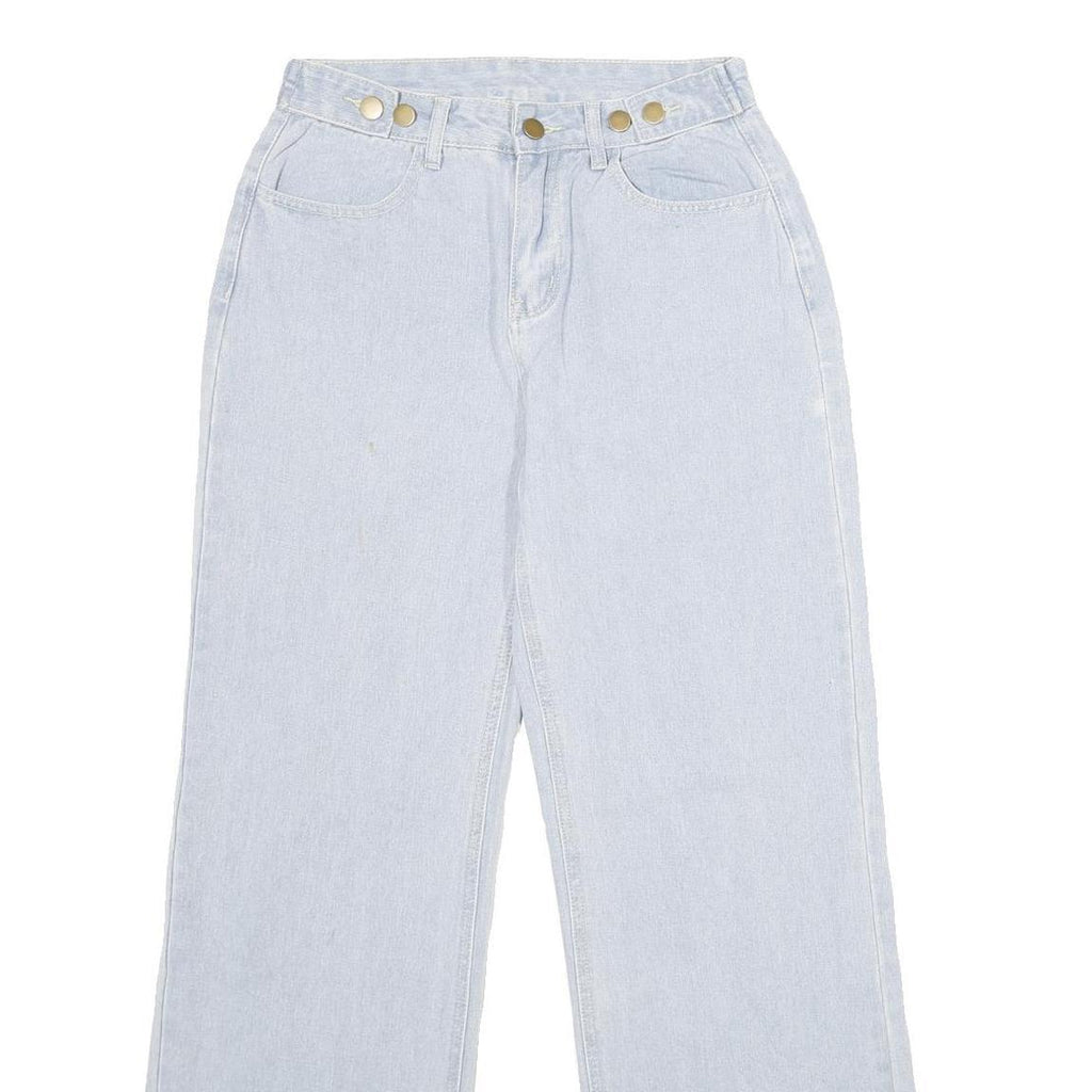 Womens Regular Fit Wide-Leg Denim Light Blue Cotton Blend Jeans W26 L30 Relaxed
