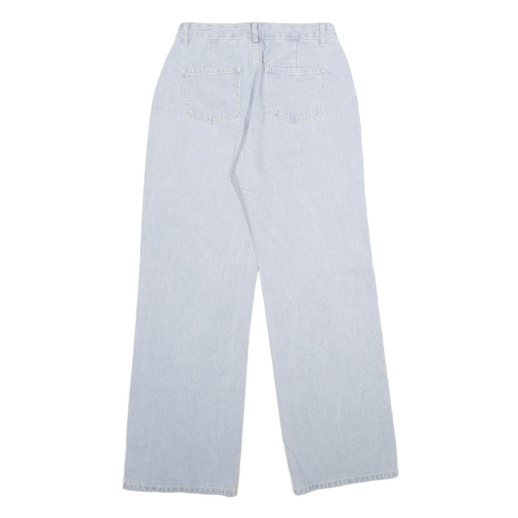 Womens Regular Fit Wide-Leg Denim Light Blue Cotton Blend Jeans W26 L30 Relaxed