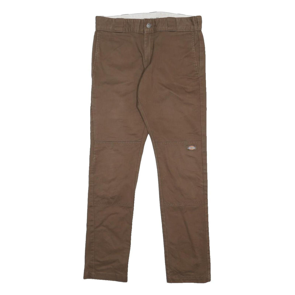 DICKIES Mens Cotton Blend Brown Slim Tapered Trousers W30 L30 Workwear Stylish