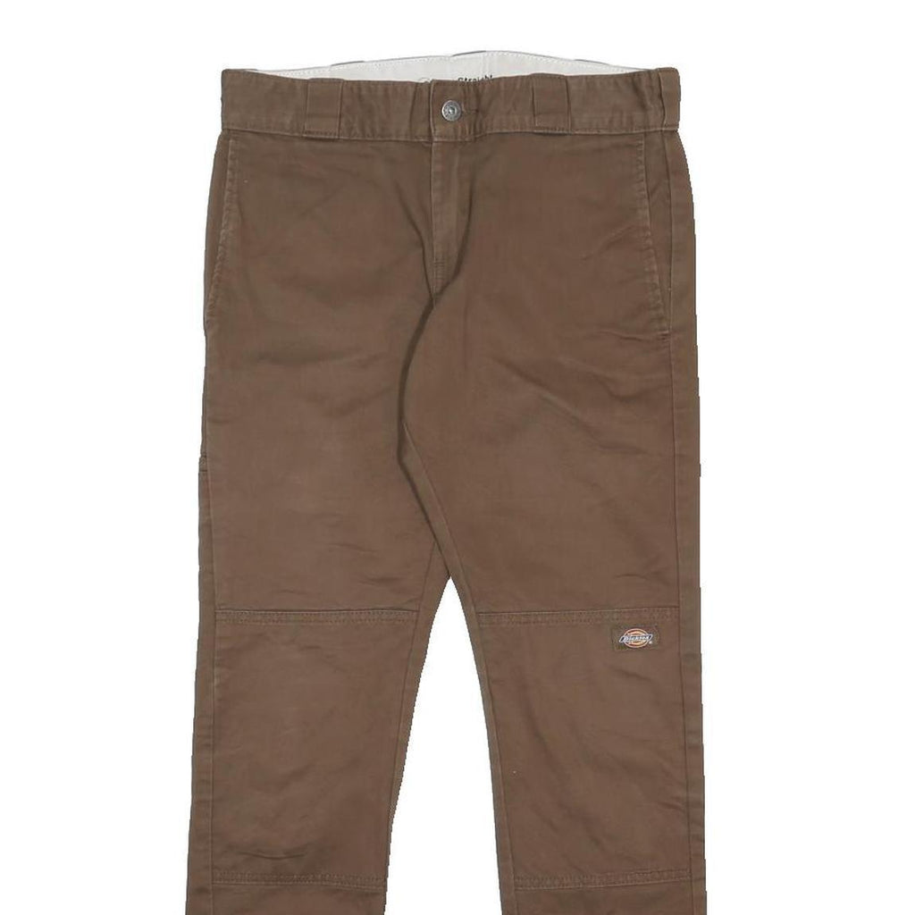 DICKIES Mens Cotton Blend Brown Slim Tapered Trousers W30 L30 Workwear Stylish