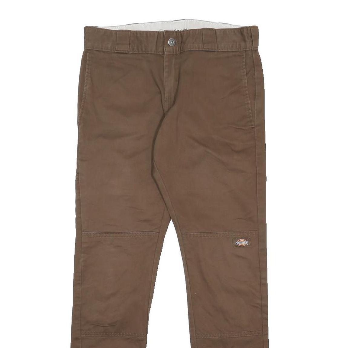 DICKIES Mens Cotton Blend Brown Slim Tapered Trousers W30 L30 Workwear Stylish