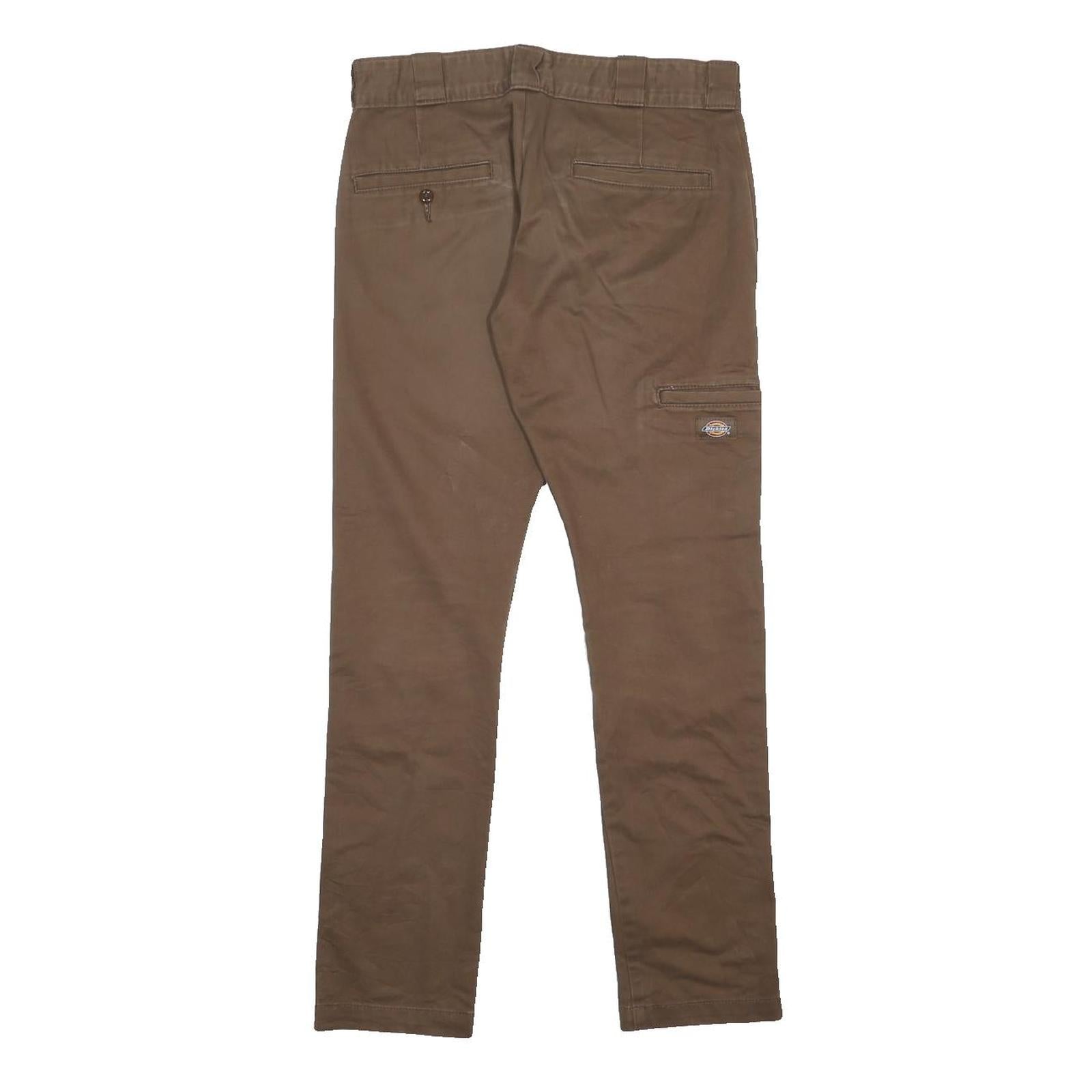 DICKIES Mens Cotton Blend Brown Slim Tapered Trousers W30 L30 Workwear Stylish