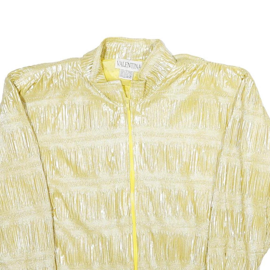 VALENTINA Womens Yellow Zip Jacket One Size Polyester Shiny Plain Casual