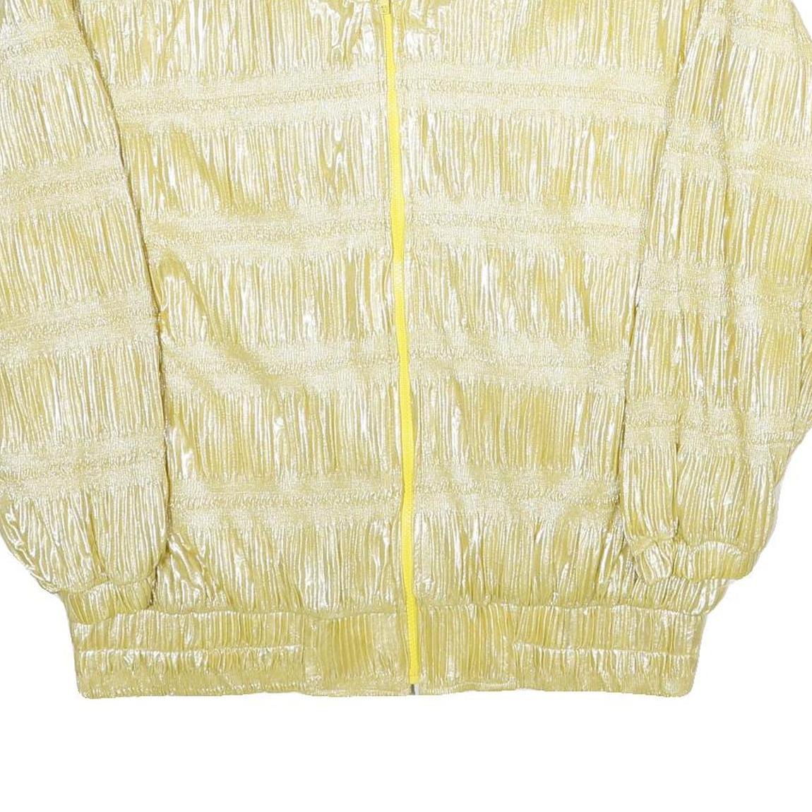 VALENTINA Womens Yellow Zip Jacket One Size Polyester Shiny Plain Casual